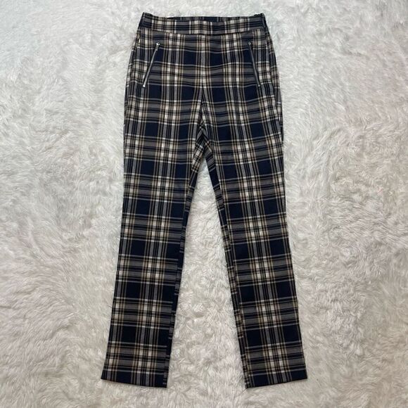 ZARA Plaid Skinny Pants Size XS High Rise Pants Zipper Pockets Y2K Preppy - Picture 1 of 10